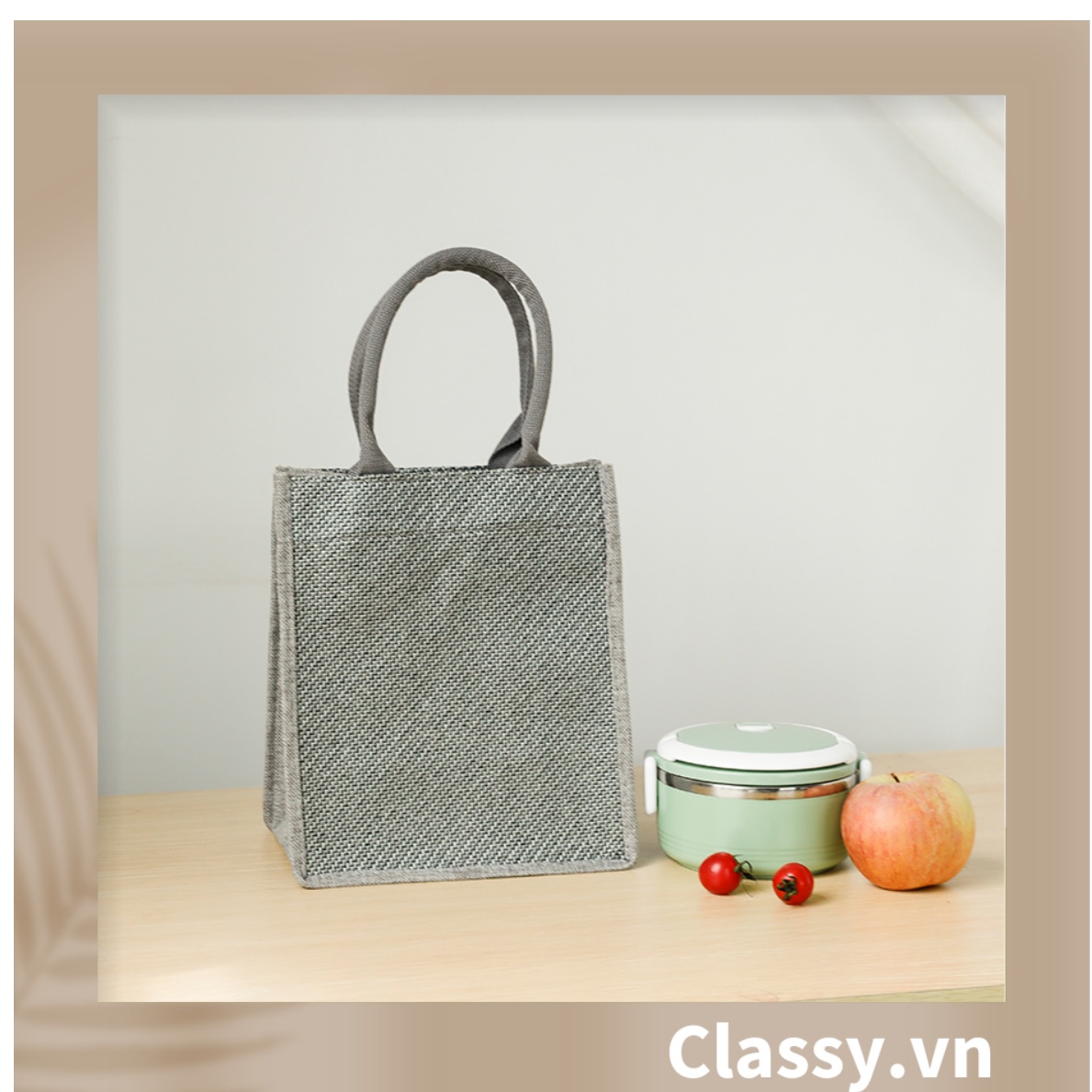 Túi Đay Trơn Retro hình trụ đứng, Kiểu dáng Vintage - Sản phẩm thân thiện với Môi trường T239