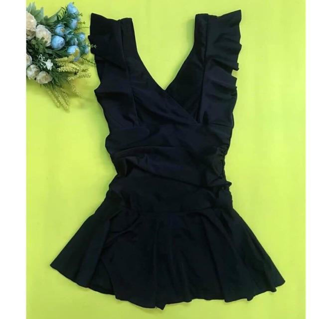 Bikini đi biển 1 mảnh kín đáo- Đồ bơi nữ liền váy che bụng có quần short bên trong- shopnabi