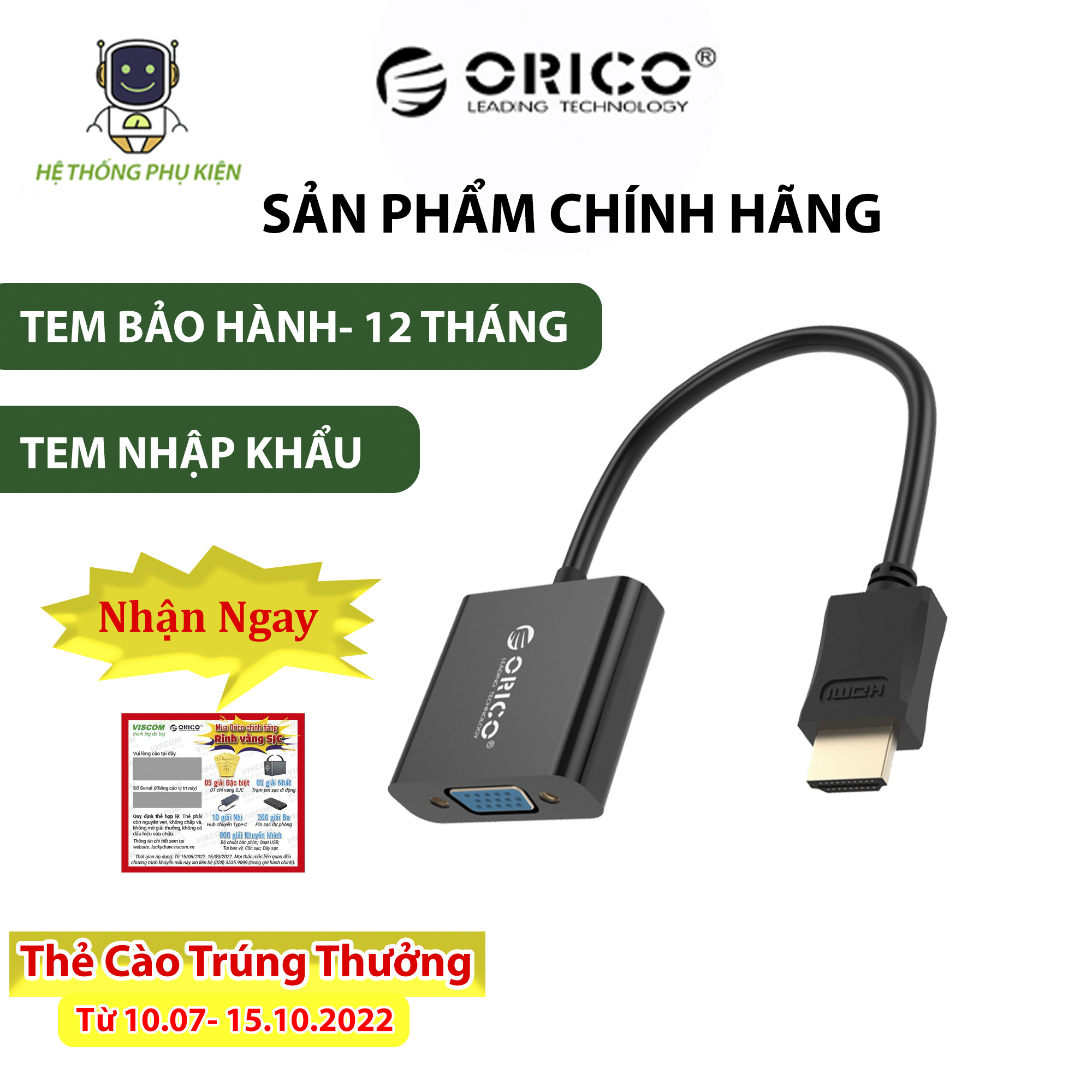 Đầu Chuyển Đổi HDMI Sang VGA ORICO DHTV-C20 Hàng Chính Hãng