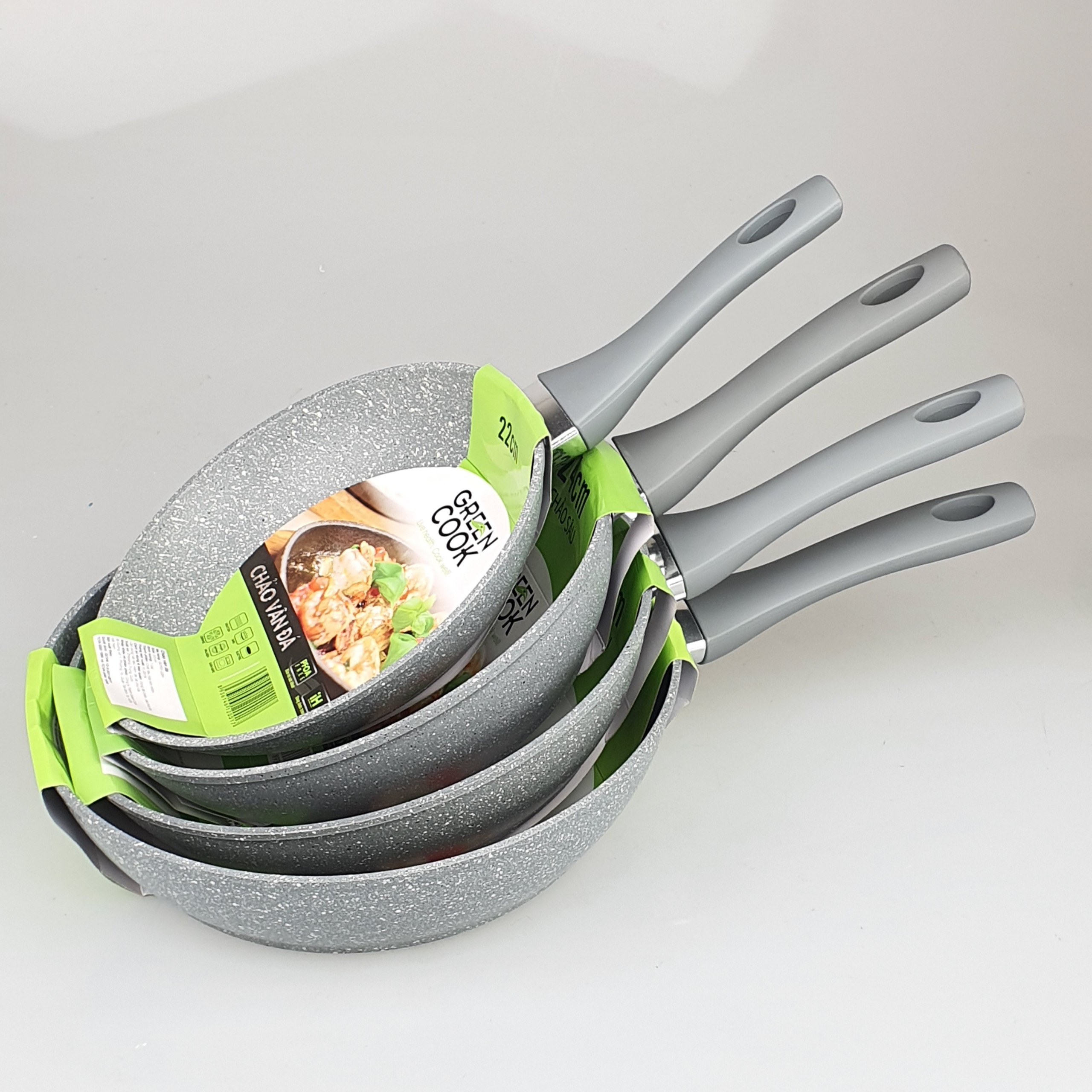 Chảo từ chống dính vân đá sâu lòng Green Cook GCP02-28IH size 28cm - Hàng chính hãng