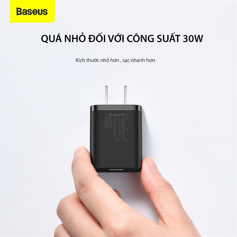 Củ sạc nhanh Baseus Super Si Quick Charger 30W dùng cho iPhone/ Samsung/ OPPO ( Type C, PD/ QC3.0 ) - Hàng chính hãng