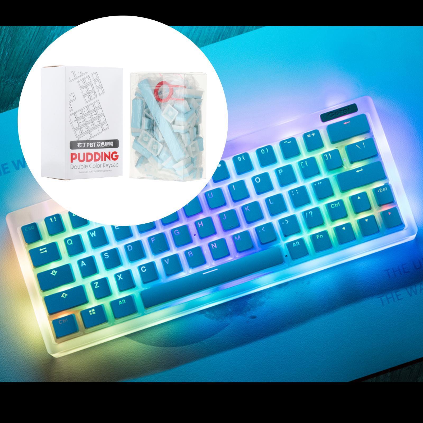 PBT Pudding Keycaps Translucent 108 Keys Keycap Set for Most Mechanical Keyboard PC Gaming