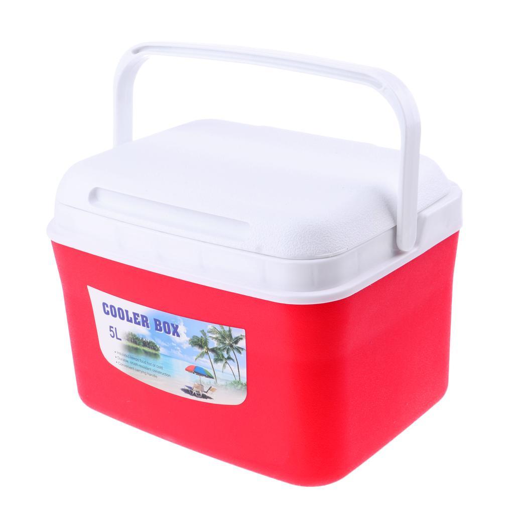 Camping Outdoor Picnic Drinks Food Cooler Box Car Ice Bucket with Handle 5L/13L Orange/Red/Blue