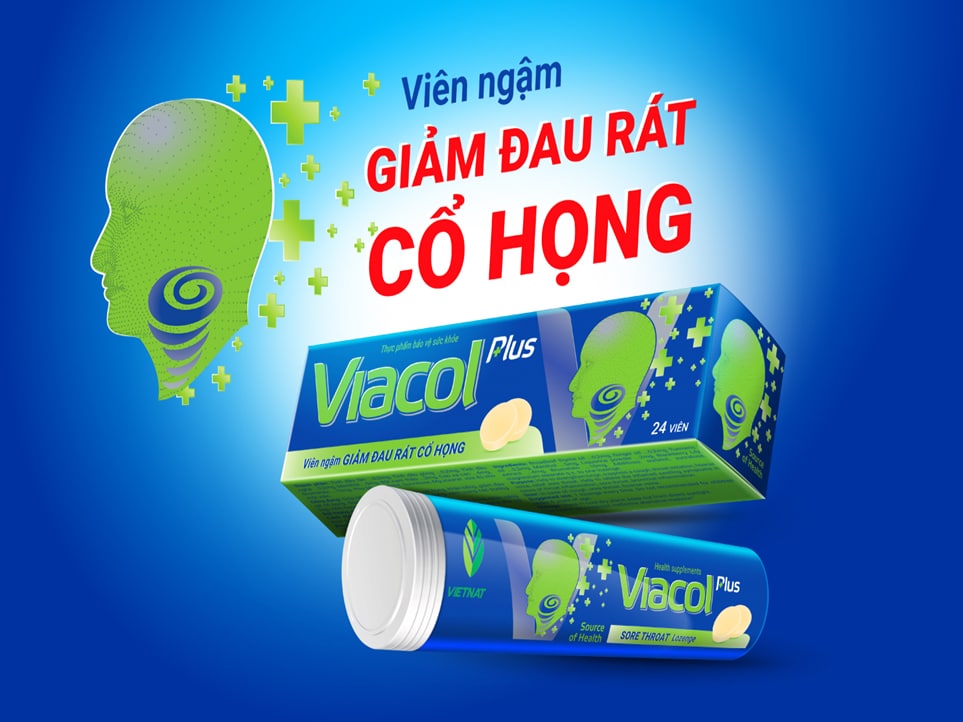 Kẹo ngậm Viacol Plus Vietnat giảm ho đau họng - 20 viên/ tuýp