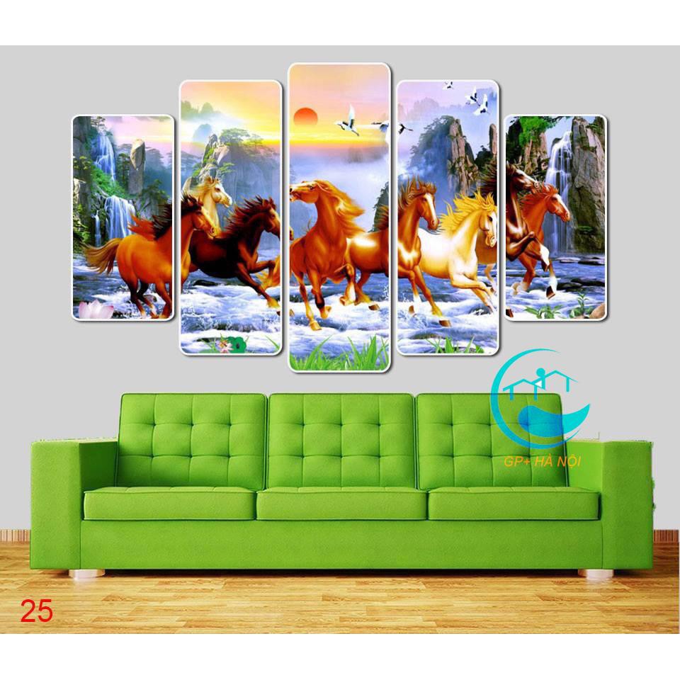 Bộ 5 tấm tranh treo tường Mã Đáo Thành Công 25 /Gỗ nhập khẩu Hàn Quốc-Bo viền,chống lóa,ẩm mốc,mối mọt
