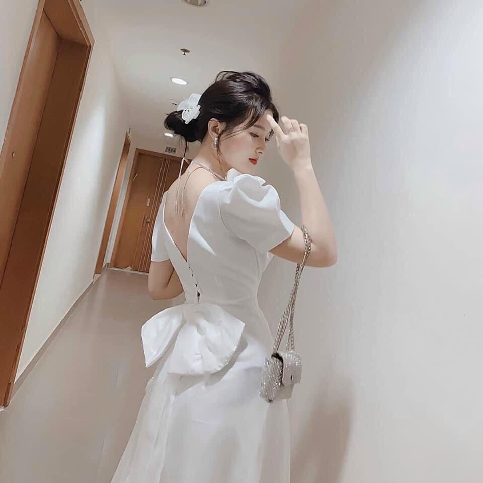 Đầm xòe nơ eo dự tiệc cực sang BY8283