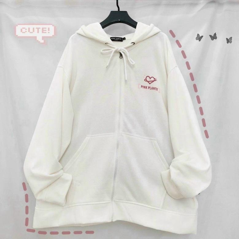 Áo khoác nam nữ Hoodie nỉ trơn Basic in 5D form rộng tay bồng khóa kéo có mũ Ulzzang giá rẻ màu đen, trắng K101