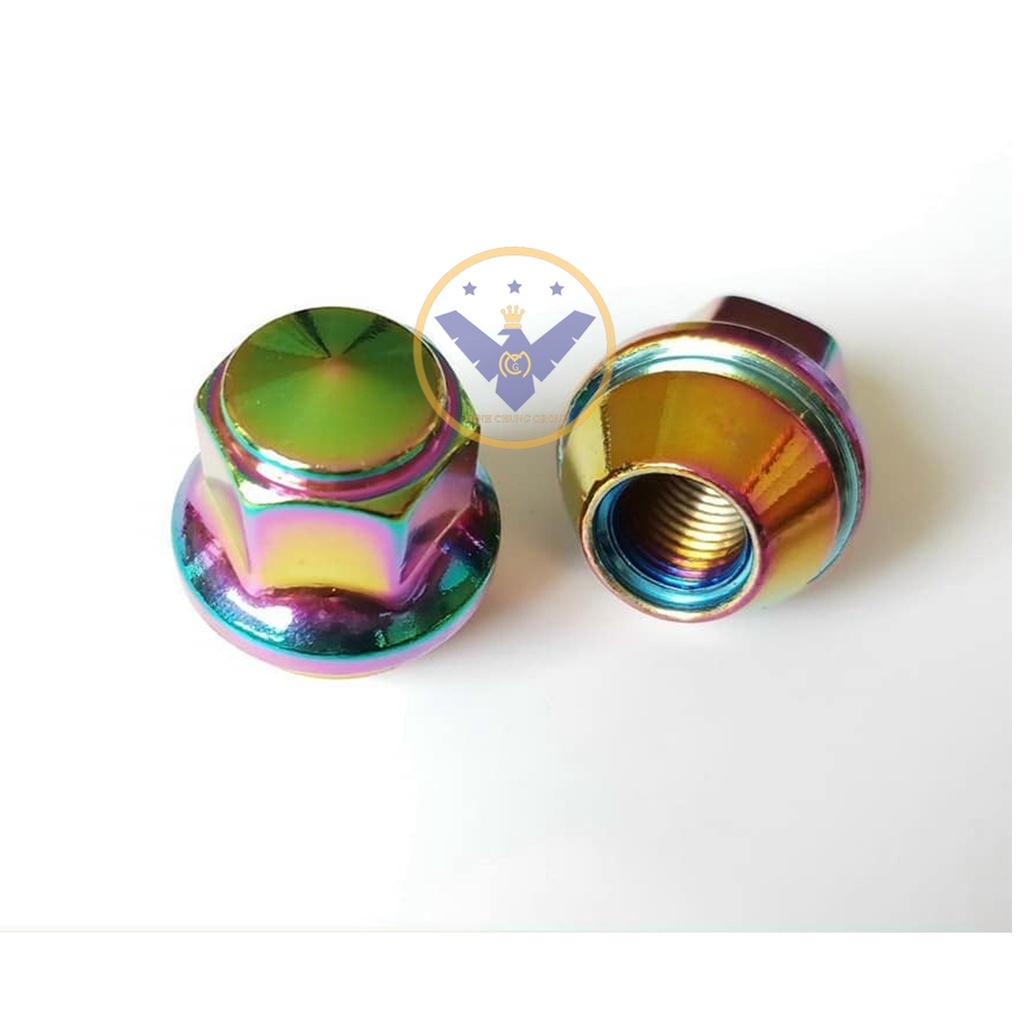 16 chiếc ốc đúc nguyên khối 7 màu lazang bánh xe - size 19, ren 1.5