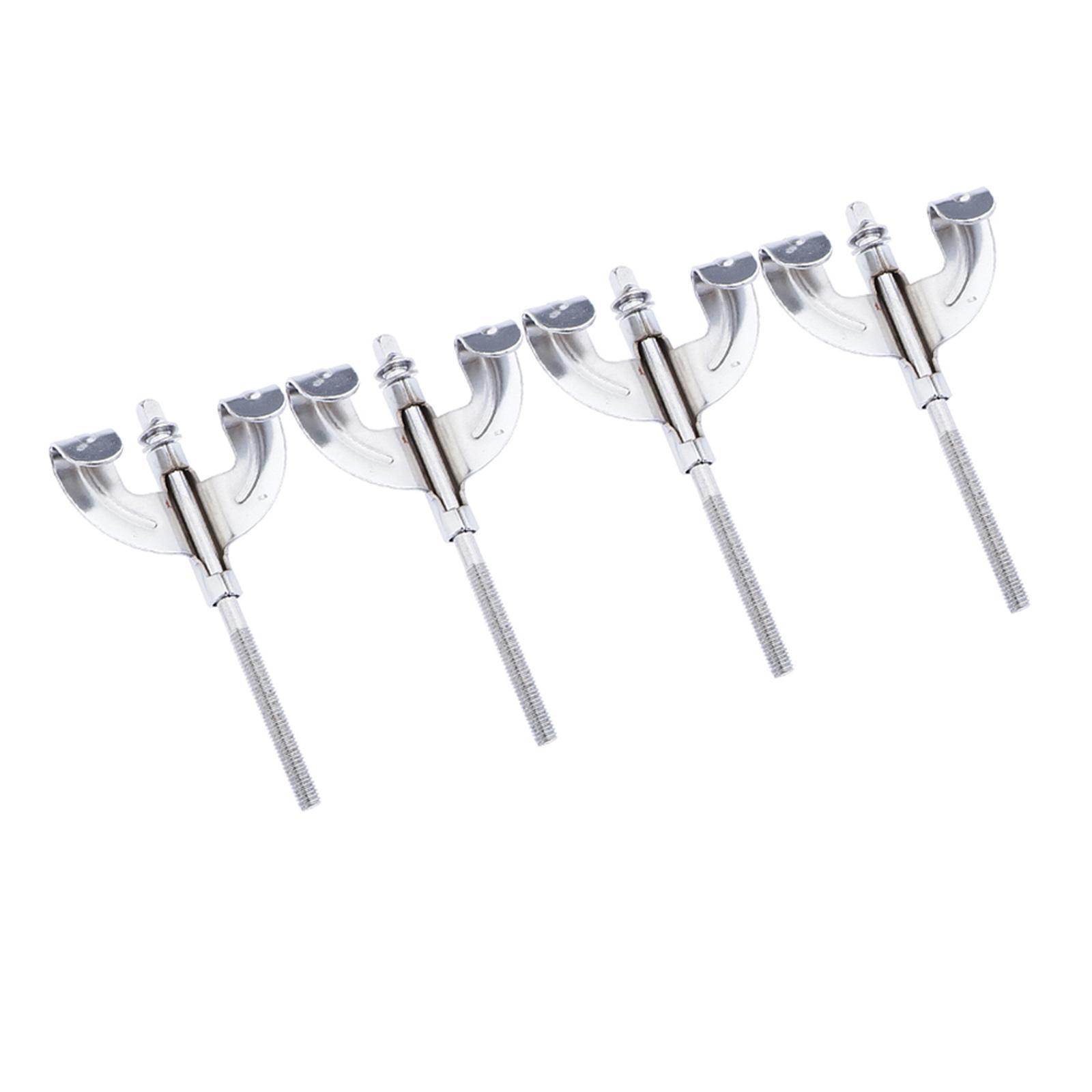 4x Bass Drum Claws & Tension Rods for Drum Assembly Mount Repair Replacement