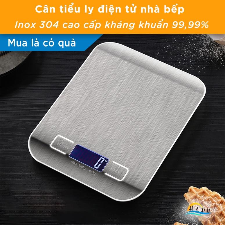 Cân Tiểu Ly Điện Tử Nhà Bếp Mini 5kg 1g Cao Cấp Inox 304 Đạt Chất Lượng Đức