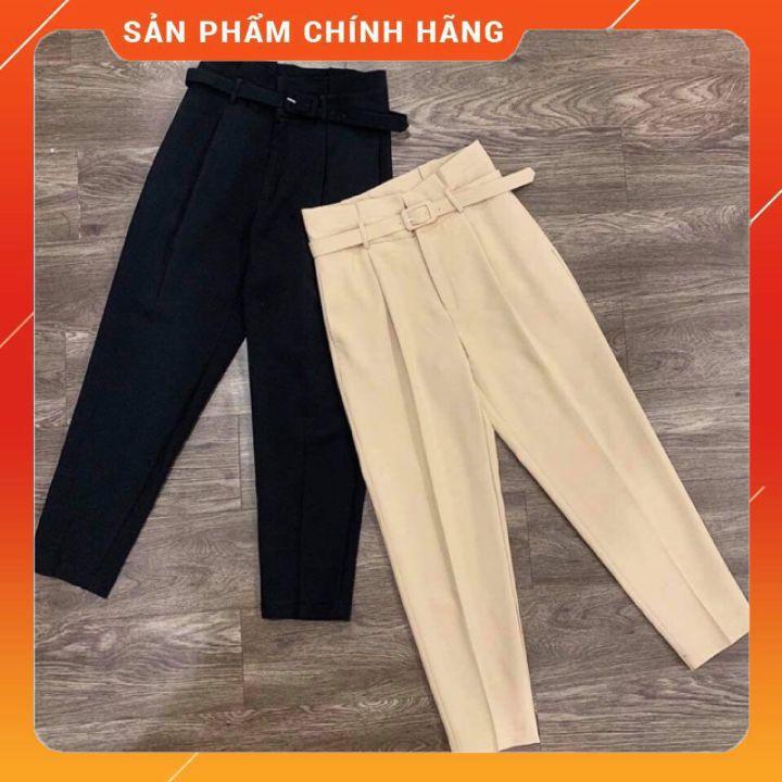 Quần Baggy ️ SIÊU HOT️ công sở vải cạp cao kèm đai️ Quần vải nữ cạp cao, form đẹp