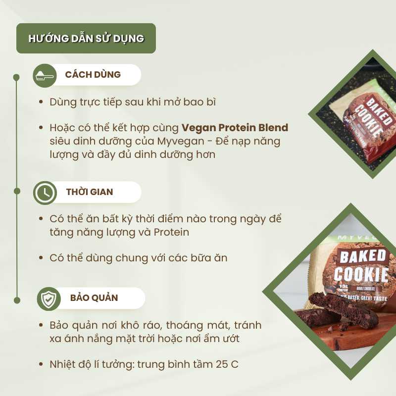 Bánh Myvegan Baked Cookie cung cấp protein thực vật – vị Double Chocolate ( Hộp 12 x 75g)