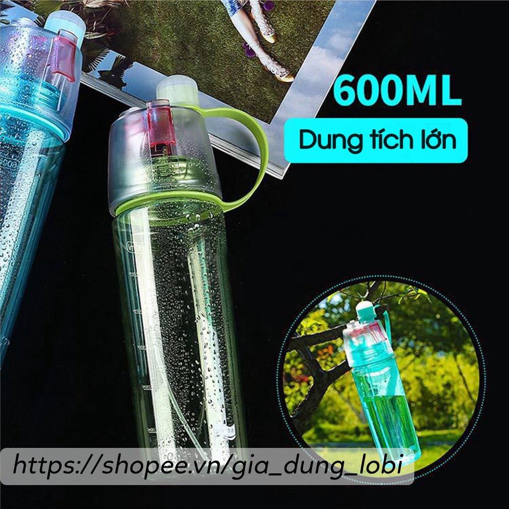 Bình nước phun sương thể thao 600ml Bình đựng nước có vòi xịt phun nước