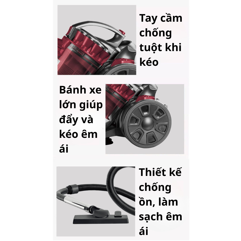 Máy hút bụi gia đình cầm tay CÓ DÂY Lumabella LB-63019 công suất cực cao 2600W hút bụi gia đình, ô tô, sofa, dễ vệ sinh - HÀNG CHÍNH HÃNG