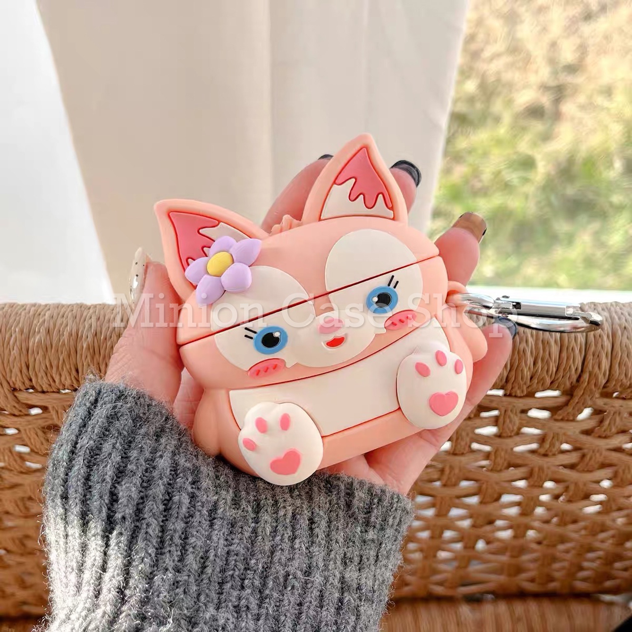 Bao Case Ốp dành cho Airpod 3 cáo hồng siêu cool silicon 3d cao cấp