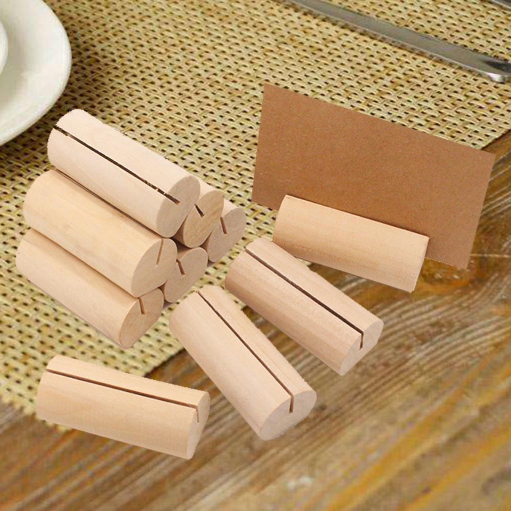 20pcs Table Wood Stands Wooden Base Memo Photo Clip Card Holders
