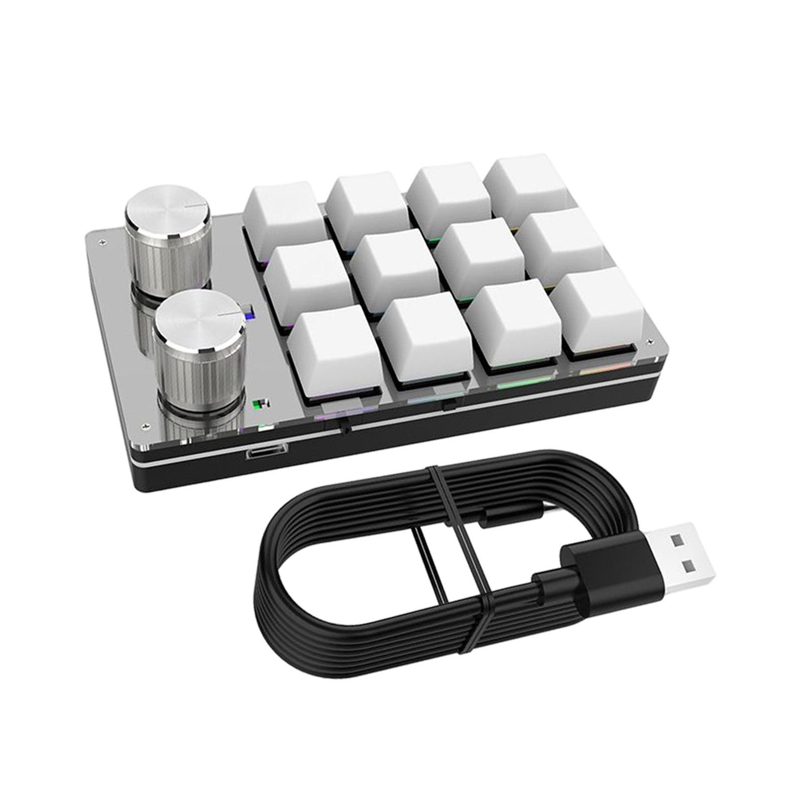 12 Key Mini Keyboard, Programmable Keypad USB C Wired Multifunctional Gaming Keypad for PC