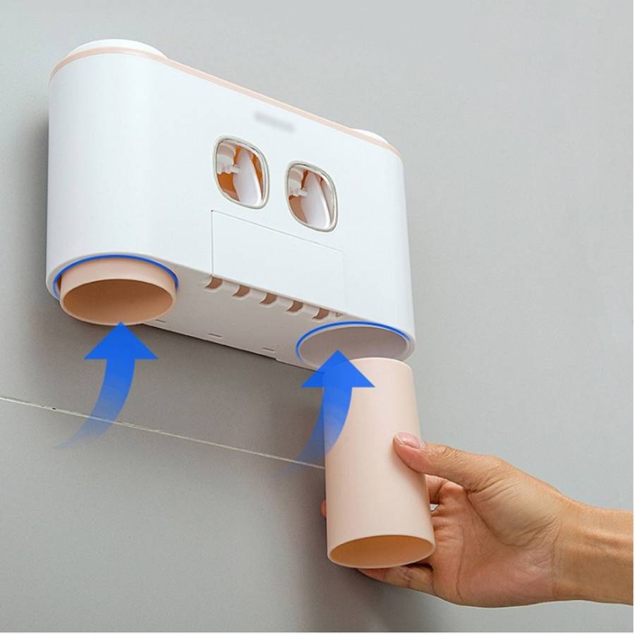 Hộp nhả kem đánh răng tự động cao cấp, tặng kèm 4 cốc