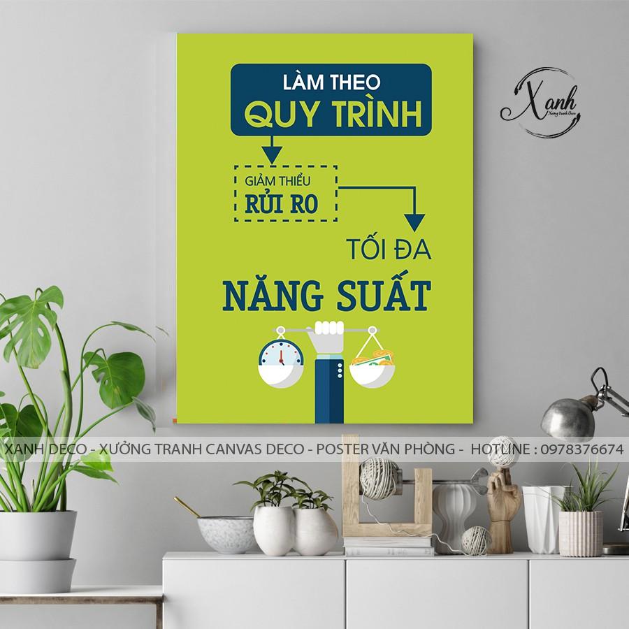 Tranh canvas động lực " làm theo quy trình" tặng đinh treo tranh