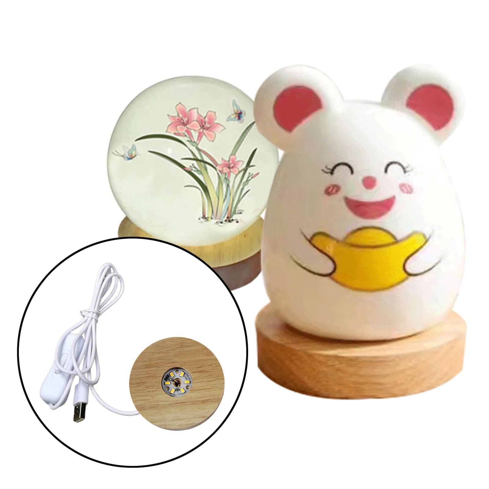 Set of 2 LED Night Light Base Acrylic Display Holder Lamp for Crystals Light
