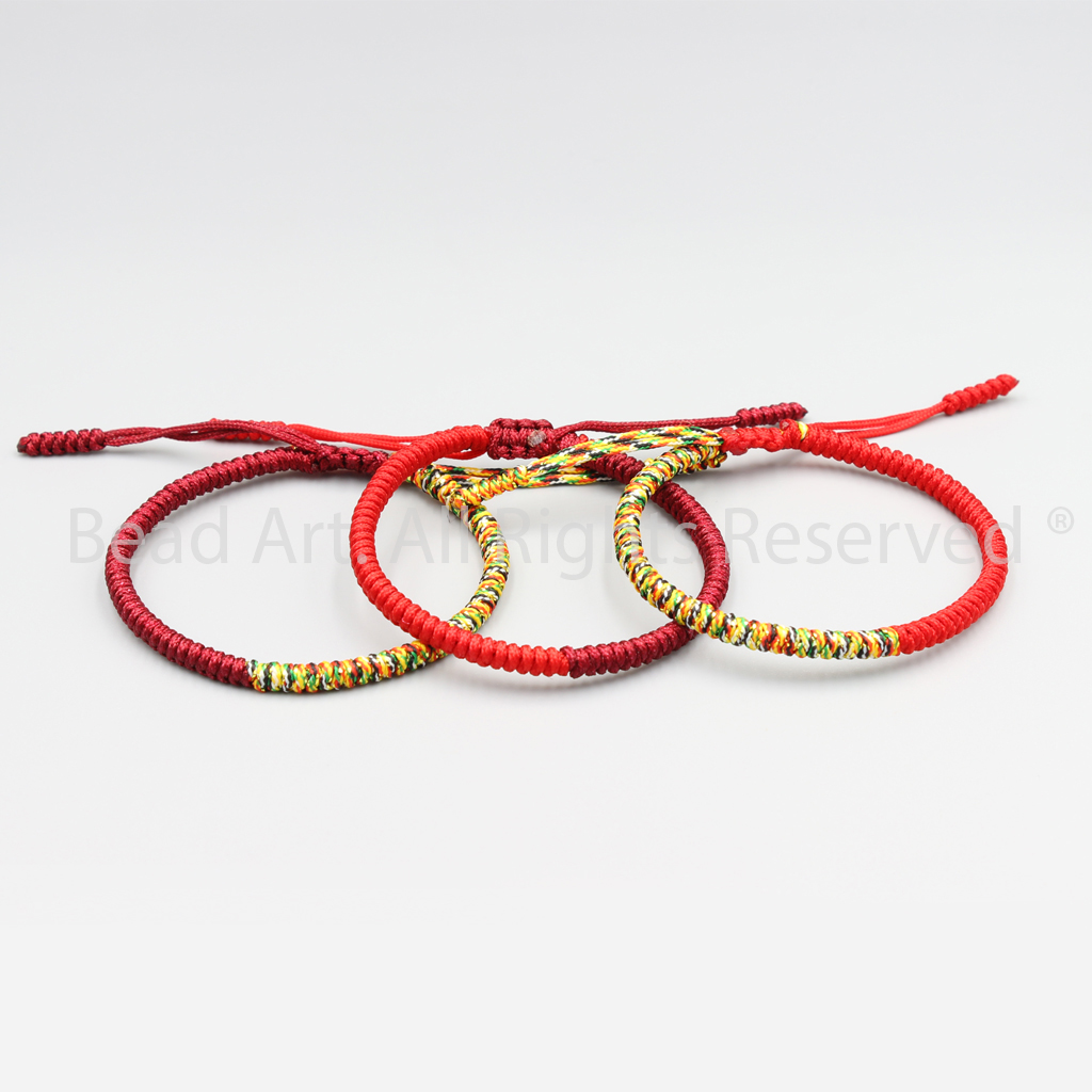 Combo 3 Vòng Tay Thắt Dây Chỉ Màu Tibet Handmade Đỏ, Ngũ Sắc, Mệnh Hỏa, Thổ, Vòng Tay Phong Thuỷ, Chuỗi Hạt - Bead Art