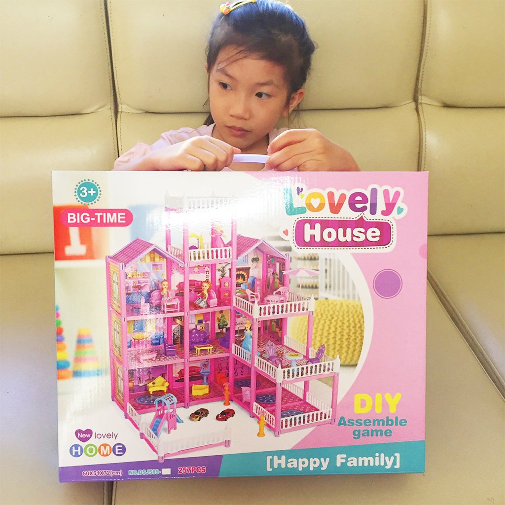 Nhà búp bê cỡ lớn đồ chơi mô hình cho bé lắp ráp tăng trí tưởng tượng, quà tặng sinh nhật cho bé