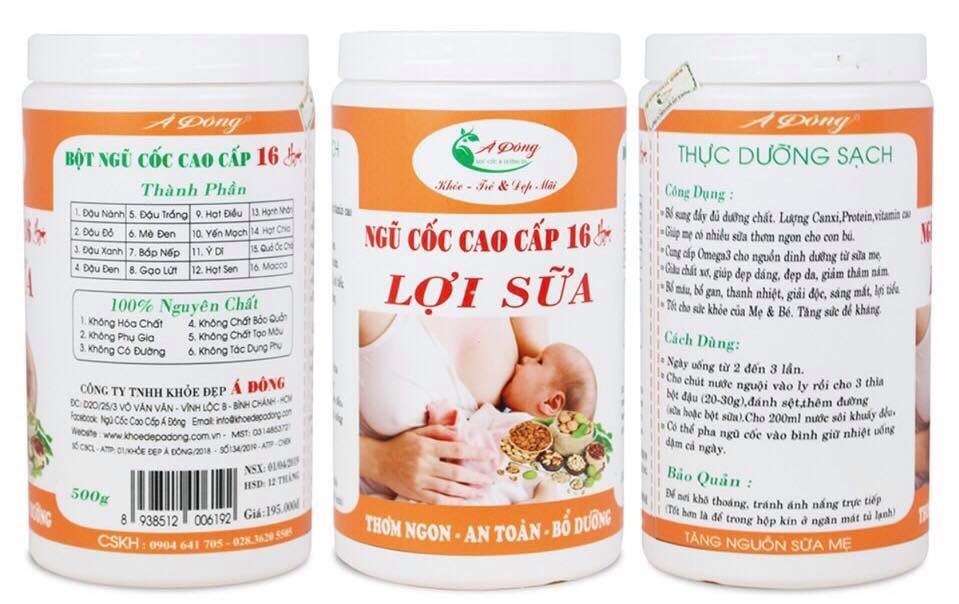 Bột Ngũ Cốc Lợi Sữa 16 Hạt Cao Cấp Á Đông - Hũ 500 Gr