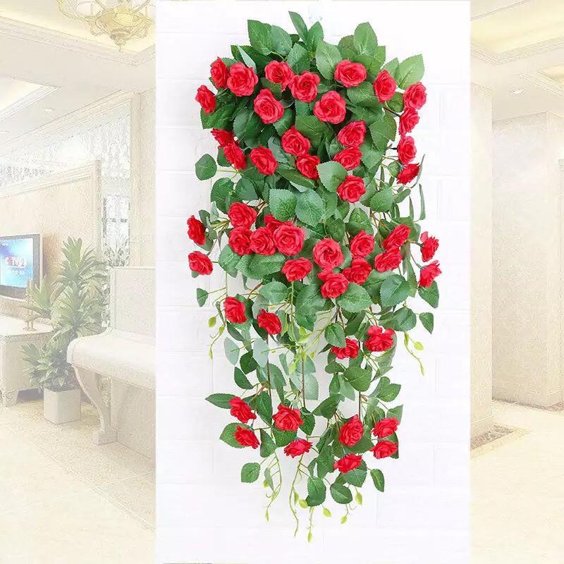Chùm hoa hồng treo tường-hoa giả dài 100cm