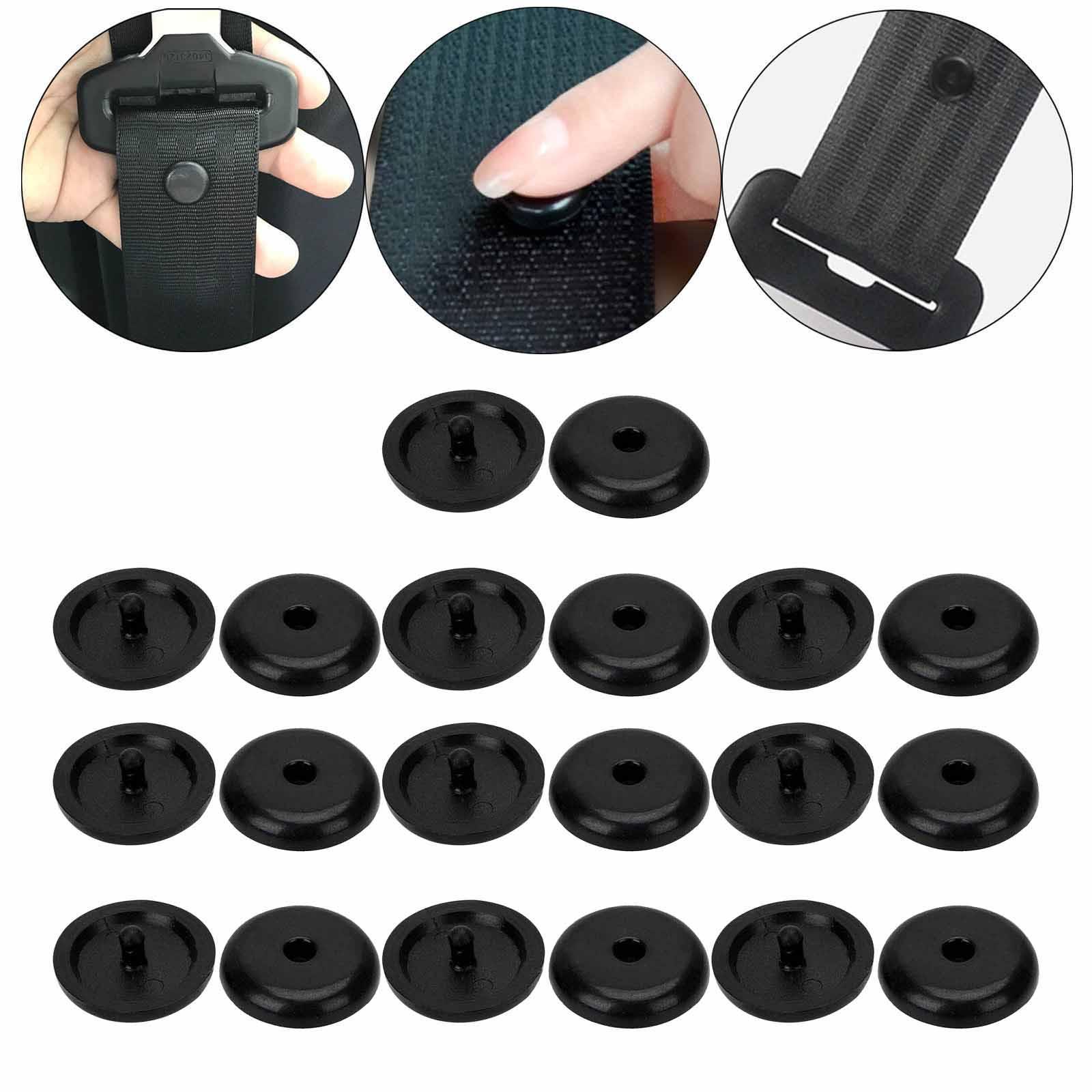10xSeat Belt Stop Buttons Prevent Seat Belt Buckle from Sliding Down Belt Black