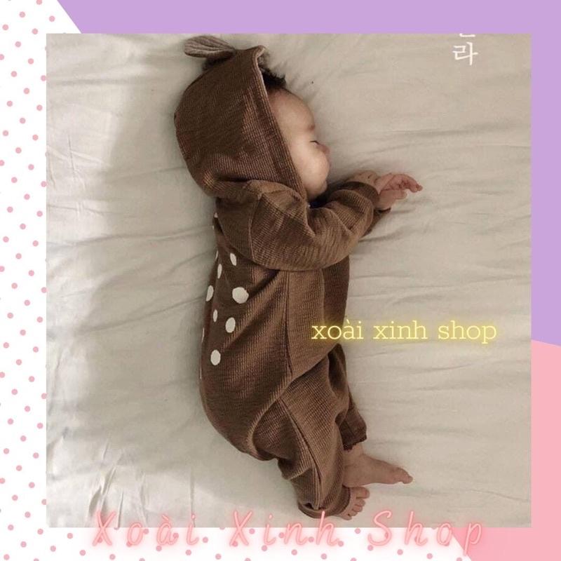 bộ body chất cotton tổ ong tai thật cho bé từ 7-13kg