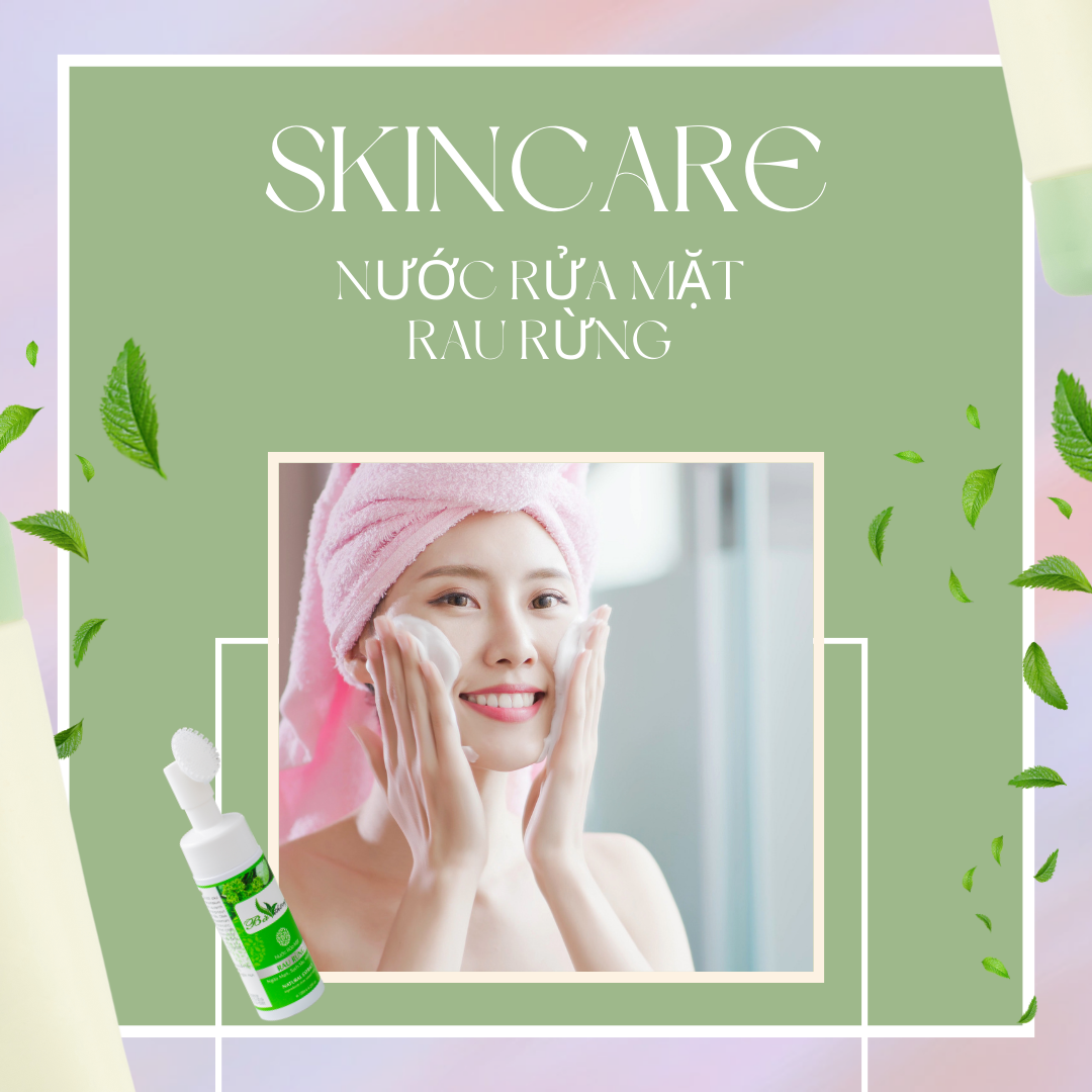 Sữa rửa mặt cho da mụn, da dầu mụn Rau rừng Bà Thông thiên nhiên 120ml đầu cọ mềm