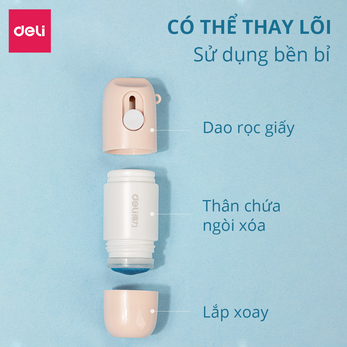 Bút Xóa Thông Tin Trên Bill Đơn Hàng Giấy In Nhiệt Kèm Dao Rọc Giấy Deli - Dụng Cụ Bóc Mở Đơn Hàng Online - Che Bảo Mật Thông Tin Đơn Hàng Nhỏ Gọn Tiện Lợi - JQ122