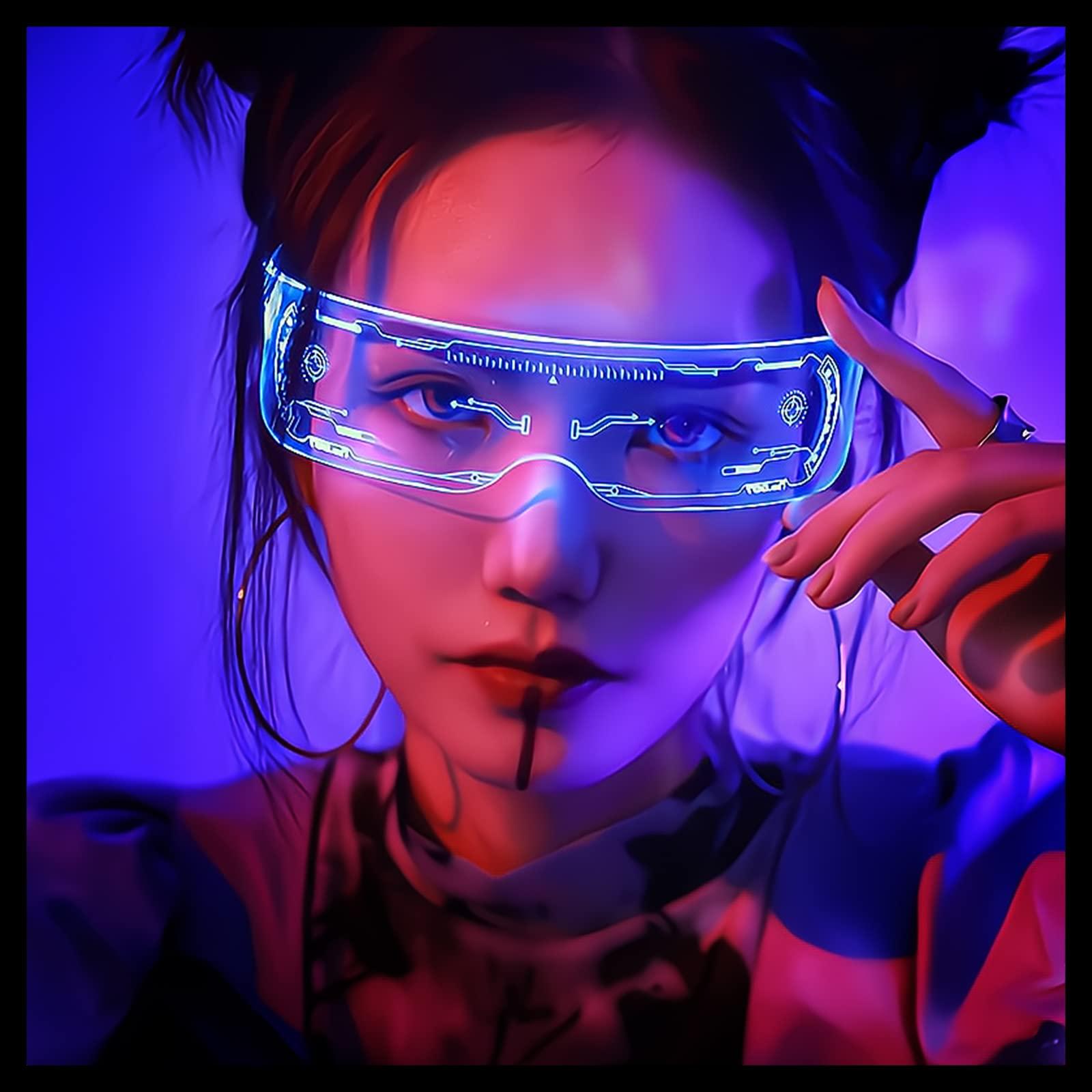 Chiếc kính phát sáng LED, kính phát sáng cyberpunk, kính dự tiệc có thể sạc lại