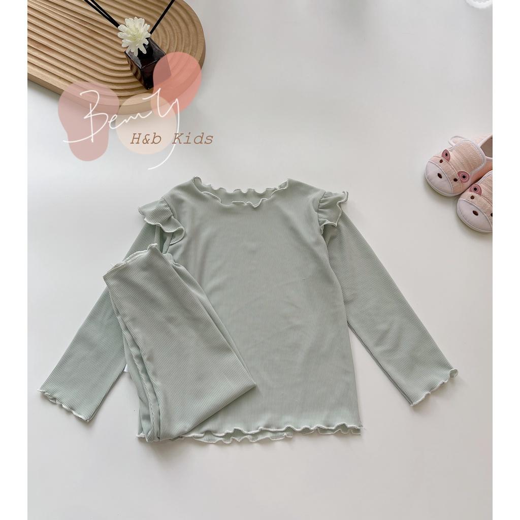 Bộ dài tay thu đông cho bé gái trơn màu chất thun tăm lạnh mềm mịn size từ 6 - 15 kg, phong cách Hàn Quốc (M01)