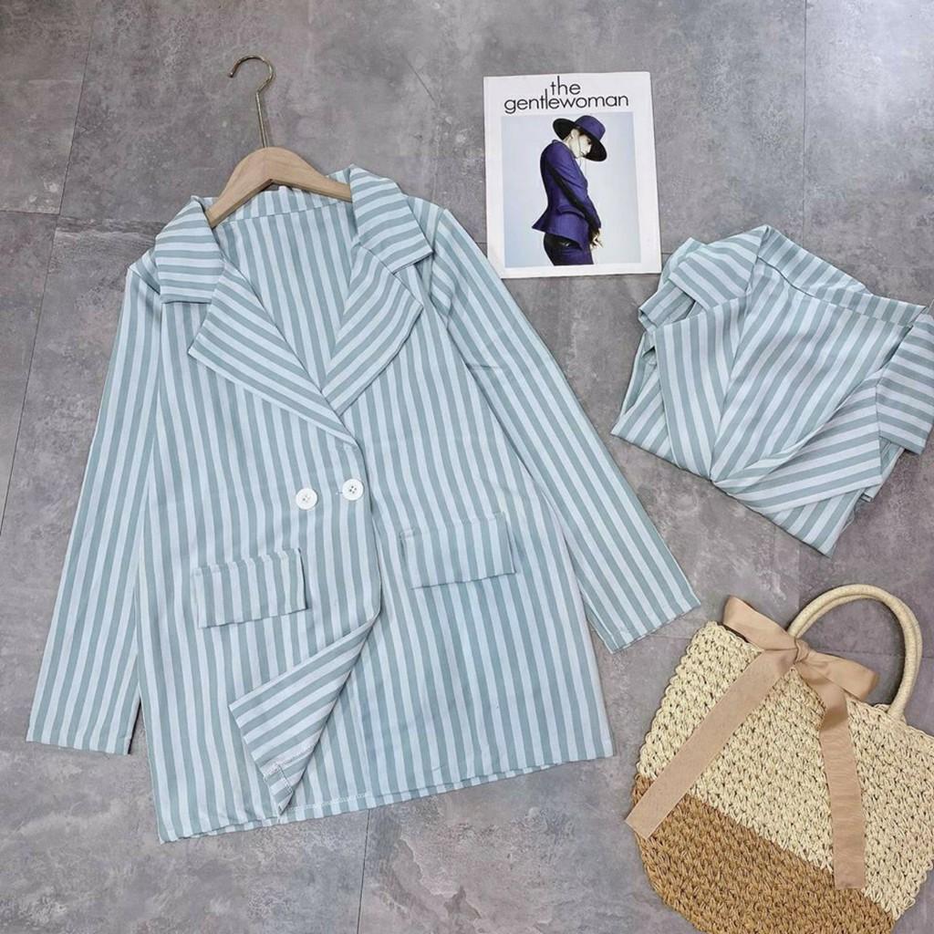Áo khoác vest nữ kẻ sọc kiểu hàn quốc xinh xắn