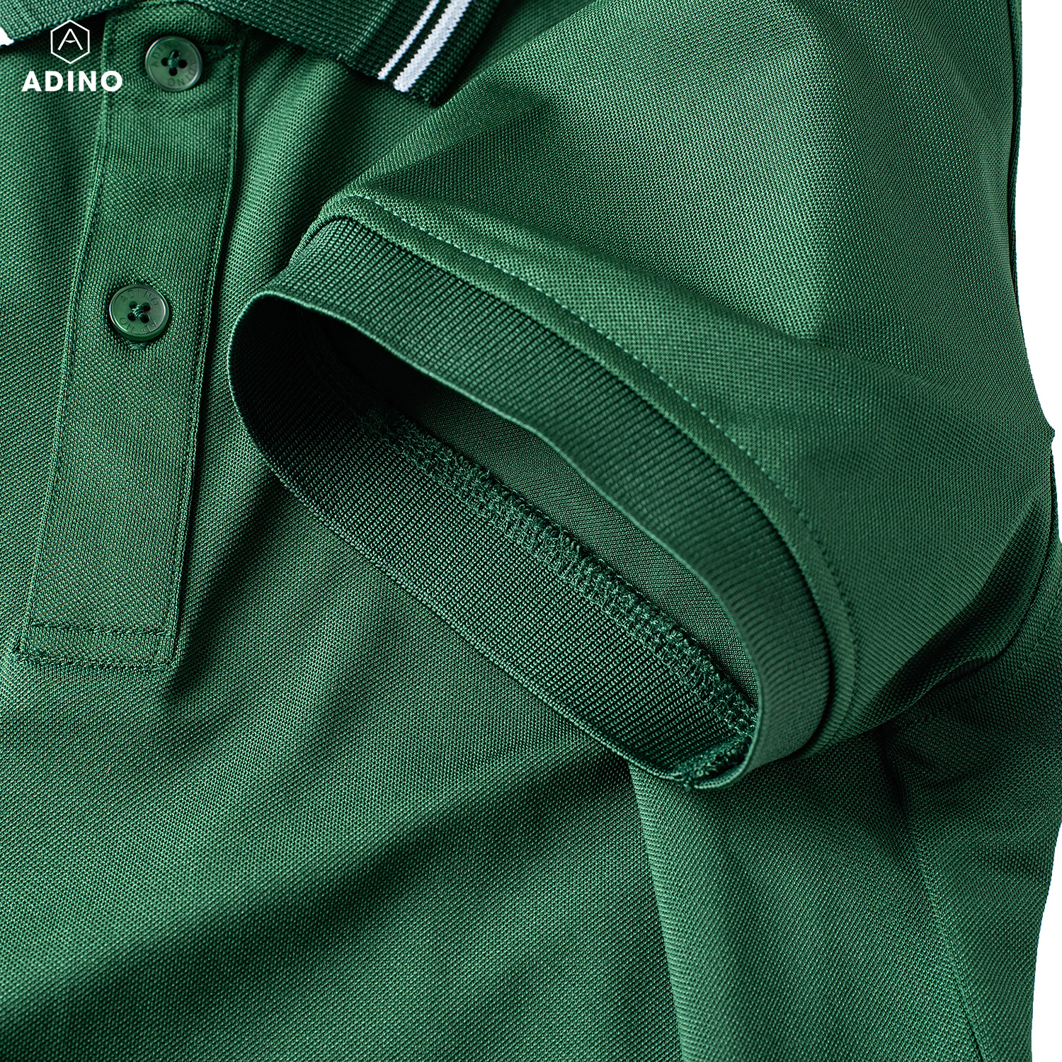 Áo polo nữ màu xanh lá phối viền ADINO vải polyester cotton không bai xù dáng công sở slimfit hơi ôm trẻ trung APN05