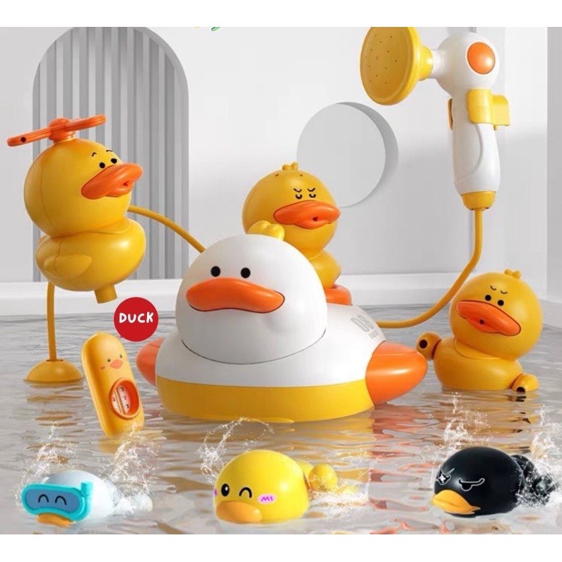 Bộ Đồ chơi nhà tắm Vịt phun nước, Đồ chơi nhà tắm cho bé hình chú vịt ngỗ nghĩnh