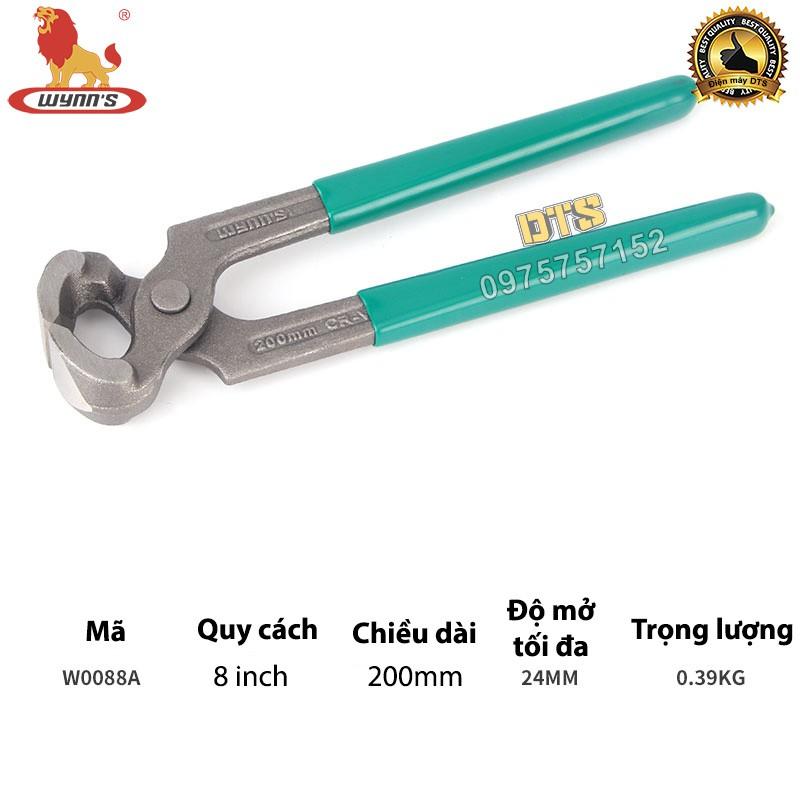 Kìm càng cua đầu lớn công nghiệp WYNN'S 200mm, kìm nhổ đinh cắt đinh thép CR-V siêu cứng, kẹp gắp, giữ uốn vật nặng nóng