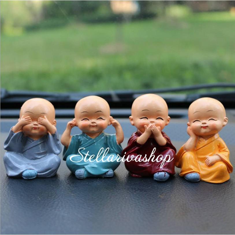 Full bộ 4 tượng Chú Tiểu Tứ Không để bàn, trang trí ô tô quà tặng trang trí