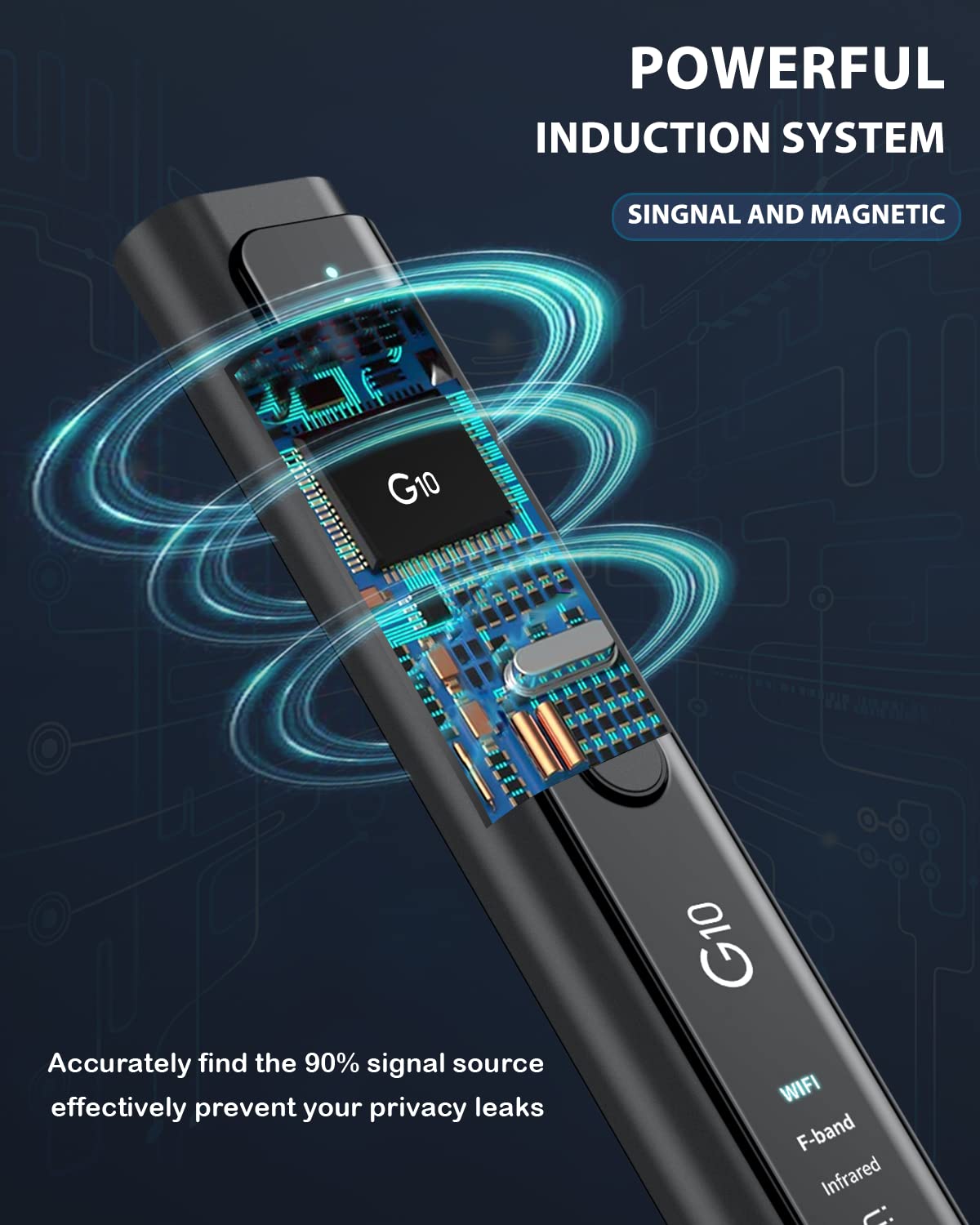 ROGTZ - Máy Dò Camera, Ghi Âm WT16 Dải tần quét rộng 50MHz - 6GHz Dò tín hiệu Wifi RF Radio GPS Sóng điện thoại Nhỏ gọn Tiện lợi Dễ sử dụng Riêng Tư Văn phòng Nhà ở Khách sạn Phòng Thay đồ An toàn - Hàng Chính Hãng