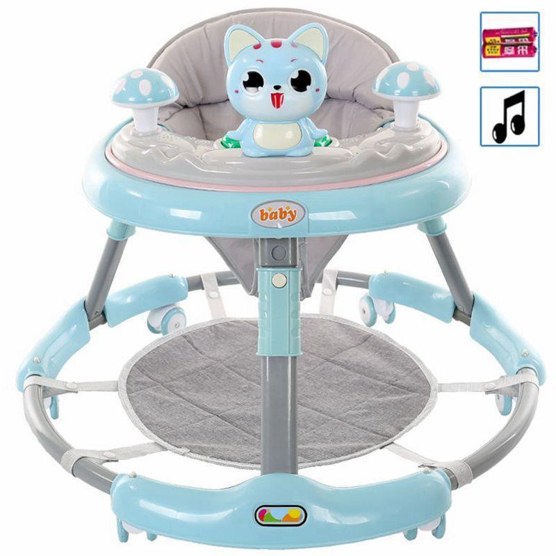 Xe tròn tập đi cho bé BABY hình mèo cho bé chỉnh cao thấp, có nhạc (Xanh nhạt-Xanh đậm-Hồng)