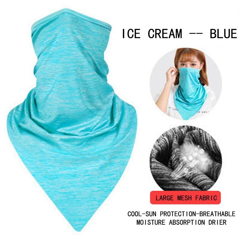 8 Colors Cycling Face Bandana Outdoor Sports Women Men Headband Faceshield Mask Neck Warmer Triangle Ice Silk Cool Scarf