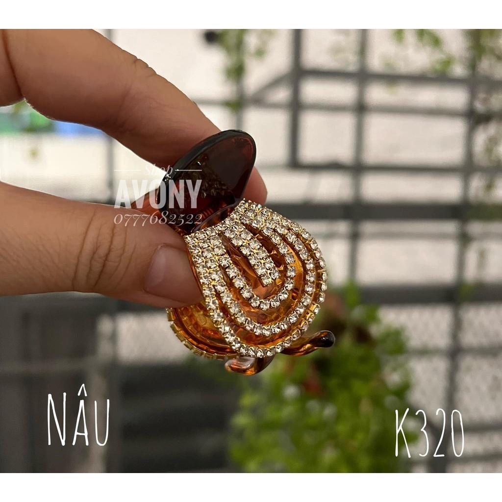 Kẹp tóc càng cua - Bấu tóc 3 răng tròn đính xoàn chấu phiên bản 6