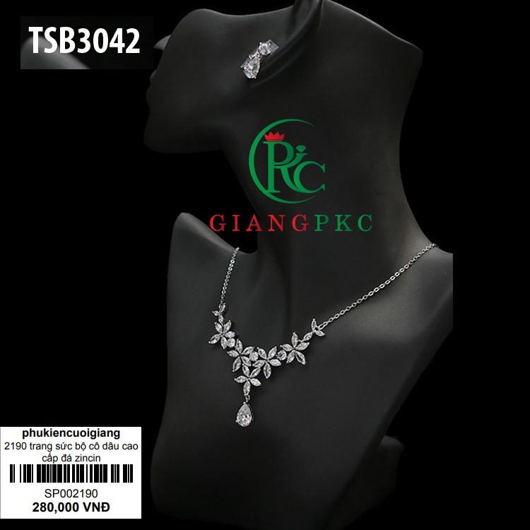 Trang sức bộ cho cô dâu đá sáng không đen lấp lánh cao cấp Giangpkc