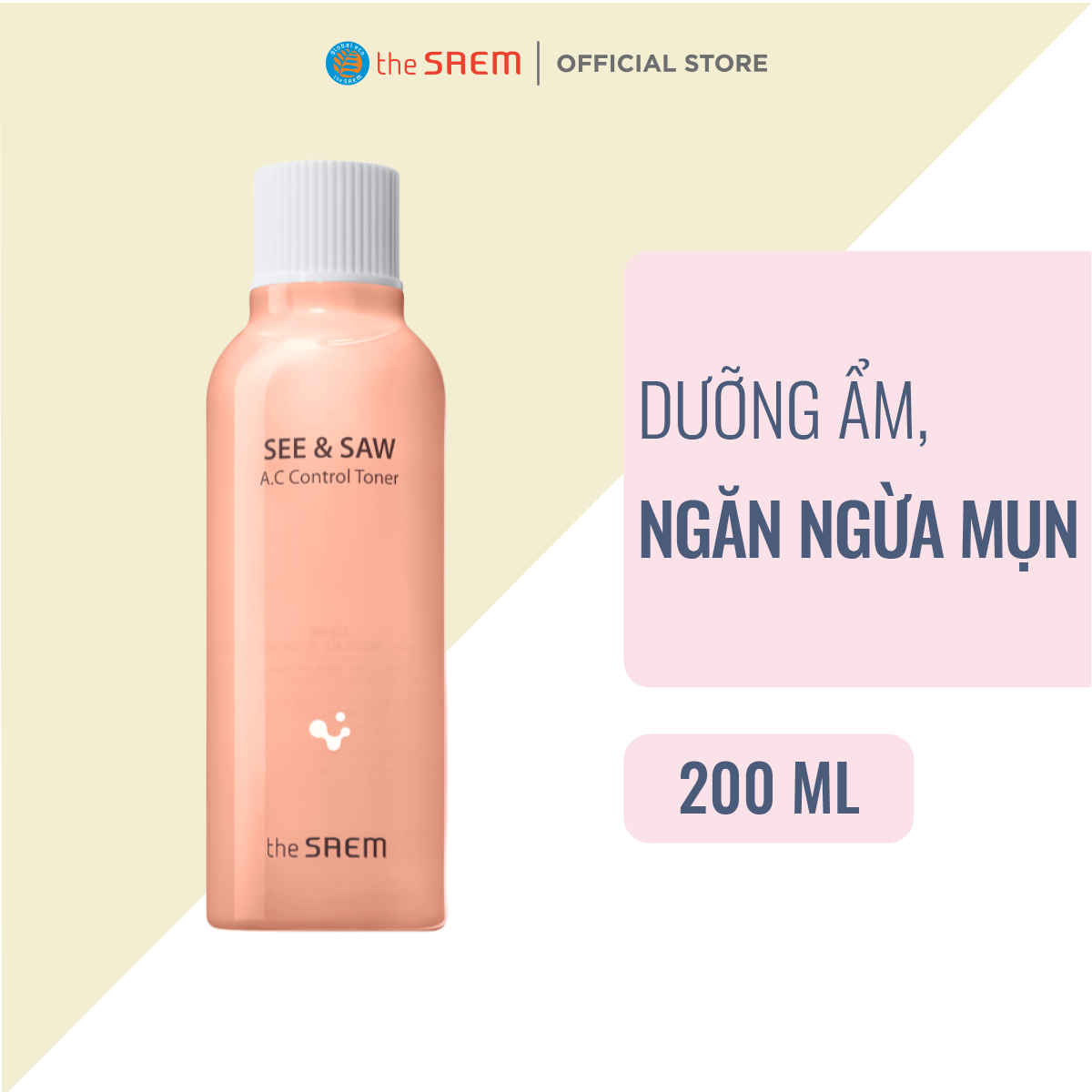 Nước Hoa Hồng Ngăn Ngừa Mụn The Saem See &amp; Saw A.C Control Toner 200ml