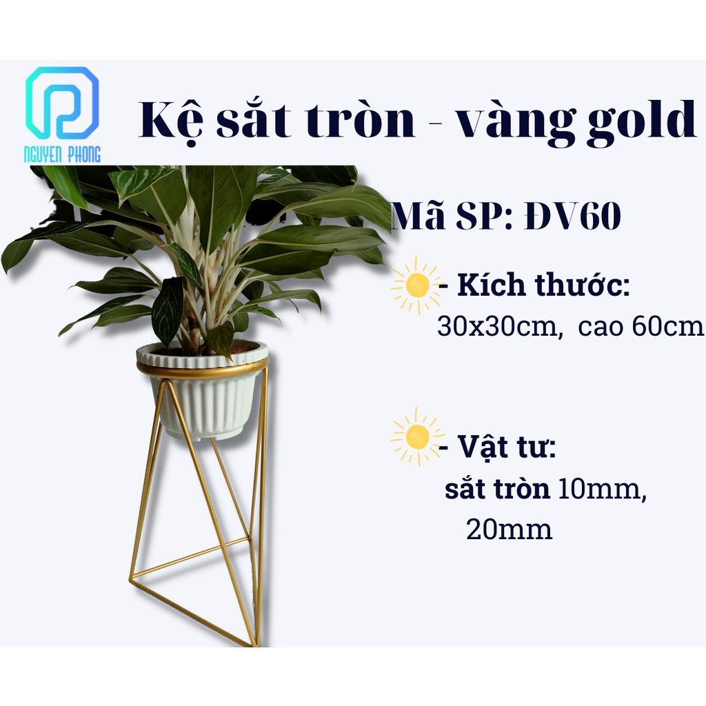 Kệ sắt trang trí phòng khách, giá để cây cảnh trong nhà, sơn tĩnh điện vàng gold cao cấp, chậu cây trang trí