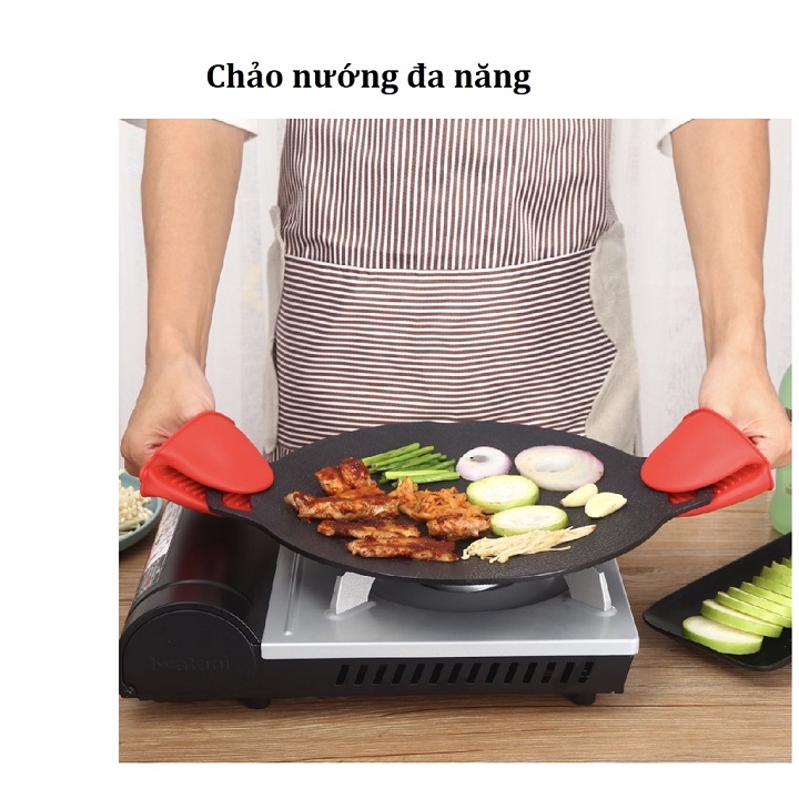 Chảo  Nướng BBQ Không Cần Dầu Hàn Quốc Đường Kính 34 cm chất liệu hợp kim nhôm phủ đá maifan chống dính Cao Cấp