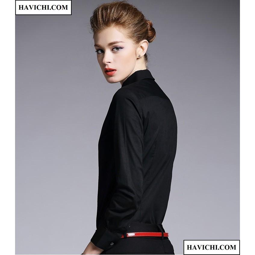 Áo sơ mi nữ đen  - Sơ mi nữ đen công sở sang trọng thoáng mát, không nhăn, dễ ủi.