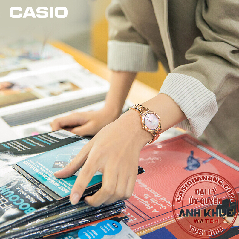 Đồng hồ nữ dây kim loại Casio Sheen chính hãng Anh Khuê SHE-4546PG-4AUDF (30mm)