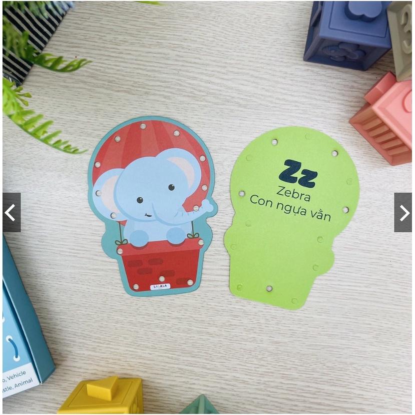 Lacing cards- Đồ chơi Giáo Dục Sớm- Vận động tinh- Tăng ngôn ngữ